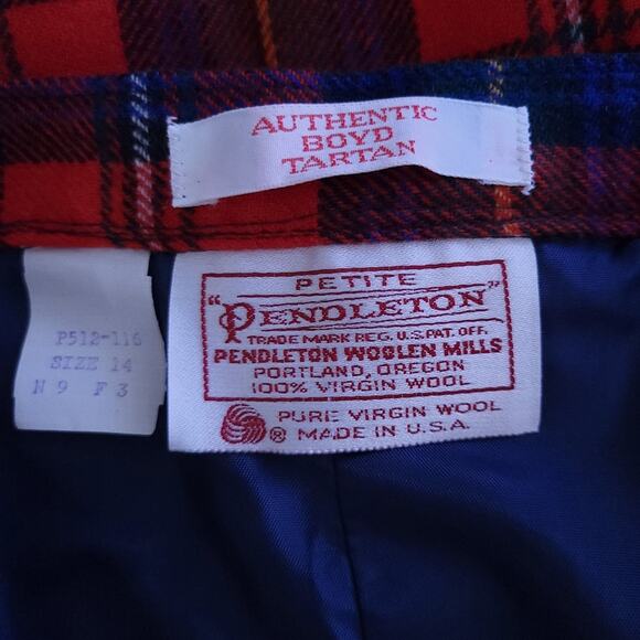 Vintage Pendleton Tartan Plaid Wool Below Knee Skirt (Fits 4-6, Vtg 14) Red Blue - Picture 4 of 5